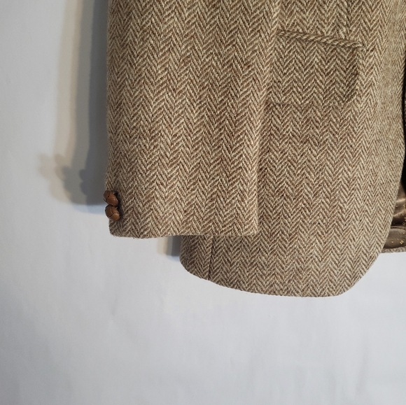 Harris Tweed Mens Blazer Beige Wool 2 Button Half Lined Jacket Sport Coa… - Picture 10 of 12